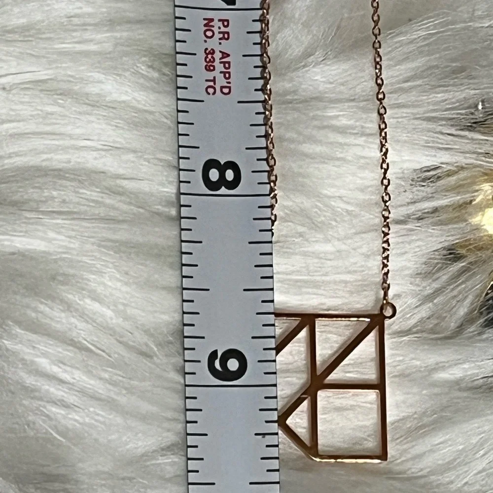 Rose Gold Over Sterling Square Geometric Necklace
